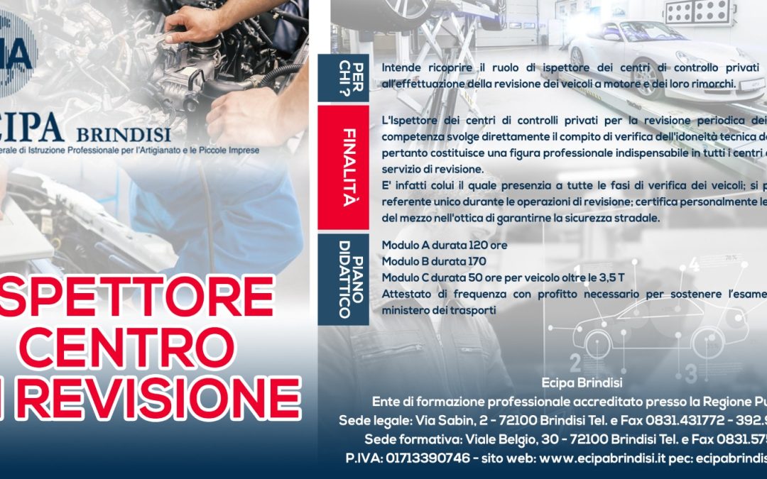 CORSO PER ISPETTORE DI CENTRI DI REVISIONE – Anno formativo 2022