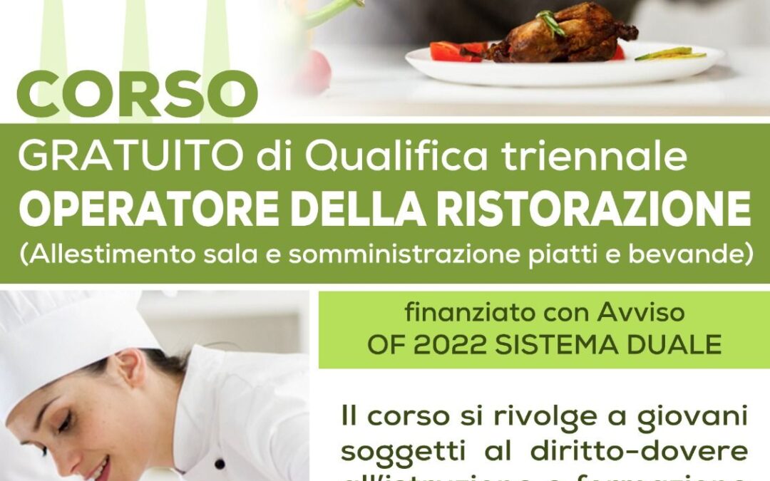 RIAPERTURA BANDO ISCRIZIONI  per il II anno di corso Qualifica OPERATORE DELLA RISTORAZIONE