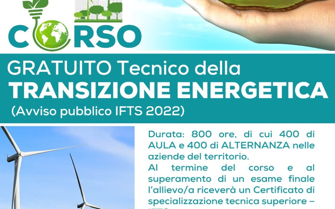 IFTS Tecnico della Transizione Energetica: attivo il bando di iscrizione