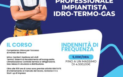 Nuovo corso gratuito e retribuito per IMPIANTISTA IDRO-TERMO-GAS (Settembre 2026)